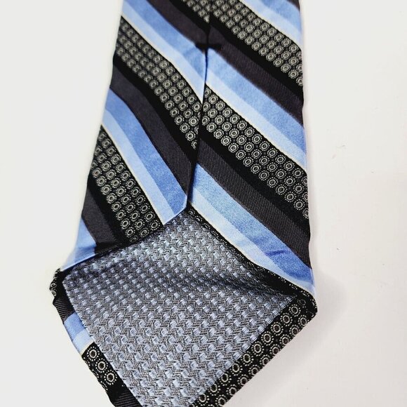 JOHN W. NORDSTROM Men's 100% Silk Necktie USA Designer Striped Blue/Black EUC - Picture 5 of 10